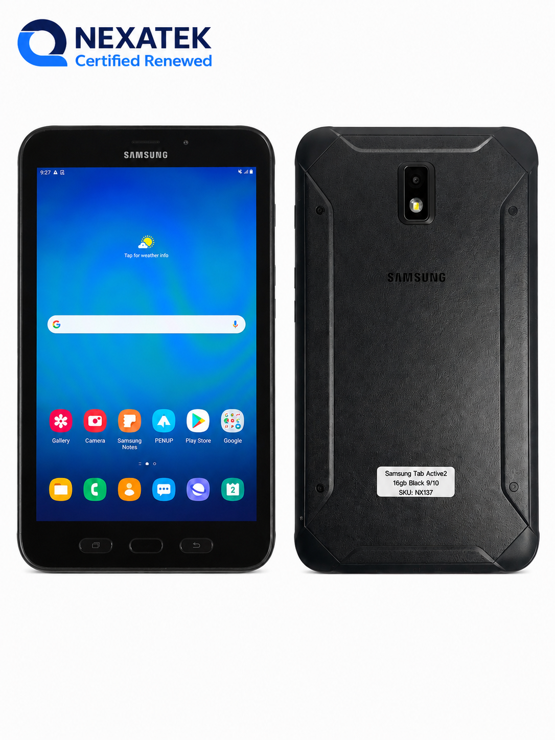 Samsung Galaxy Tab Active 2 16GB, Wi-Fi + 4G SM-T395 8in - Black (Rugged)